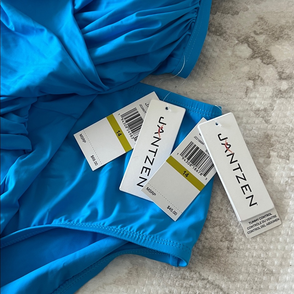 Jantzen Bright Blue Peplum Tankini Swimsuit Set Size 14 - Picture 12 of 12